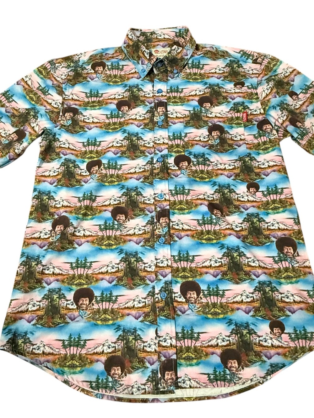 RSVLTS X Bob Ross - mountain Print Button-Up Shirt mens large